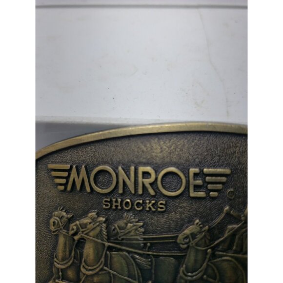 Vintage Monroe Shocks Stagecoach Horses Belt Buckle TASCO IND. DALLAS TEXAS - Picture 4 of 9